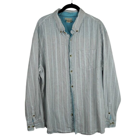 Carbon2Cobalt Blue Striped Button-Up Shirt XL Lightweight Cotton Casual Style - Picture 1 of 13